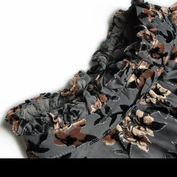 NEW!!! Mesh Dresses Women's Sleeve Flocking Print Vintage Long Party Dress - Picture 8 of 8